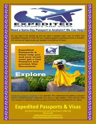 Need a Same-Day Passport in Anaheim We Can Help!