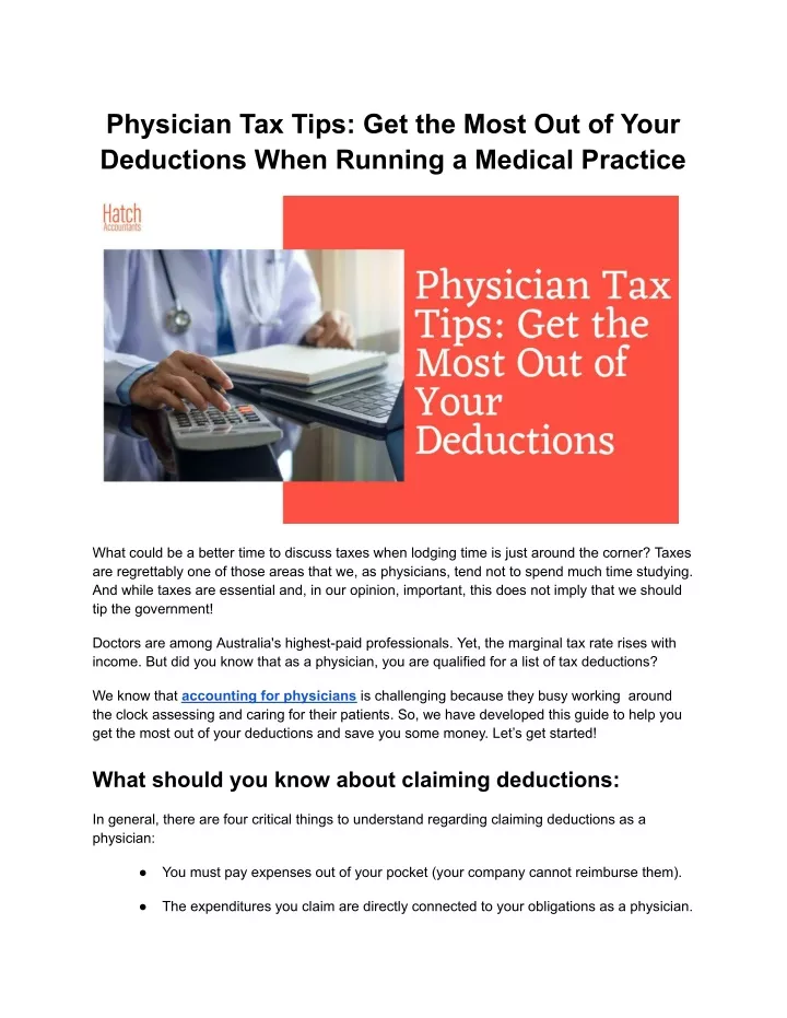 physician tax tips get the most out of your