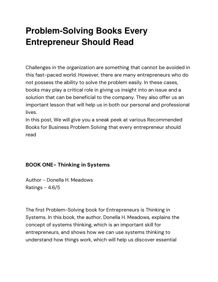 problem solving books every entrepreneur should
