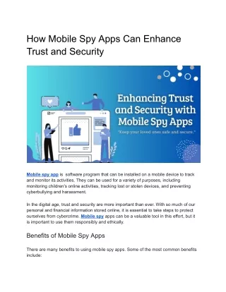How Mobile Spy Apps Can Enhance Trust and Security