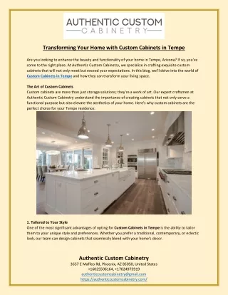 Transforming Your Home with Custom Cabinets in Tempe