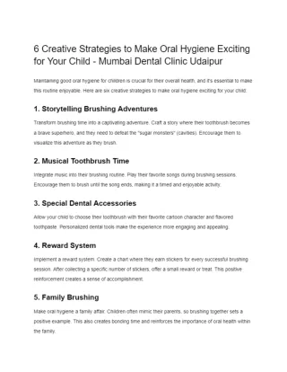 6 Creative Strategies to Make Oral Hygiene Exciting for Your Child - Mumbai Dental Clinic Udaipur