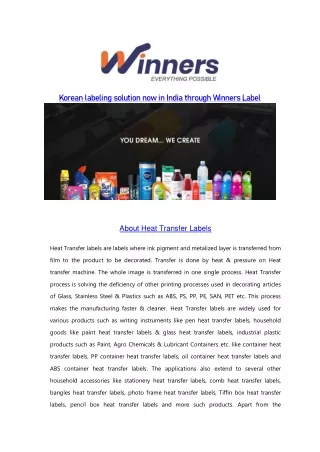 Korean labeling solution now in India through Winners Label