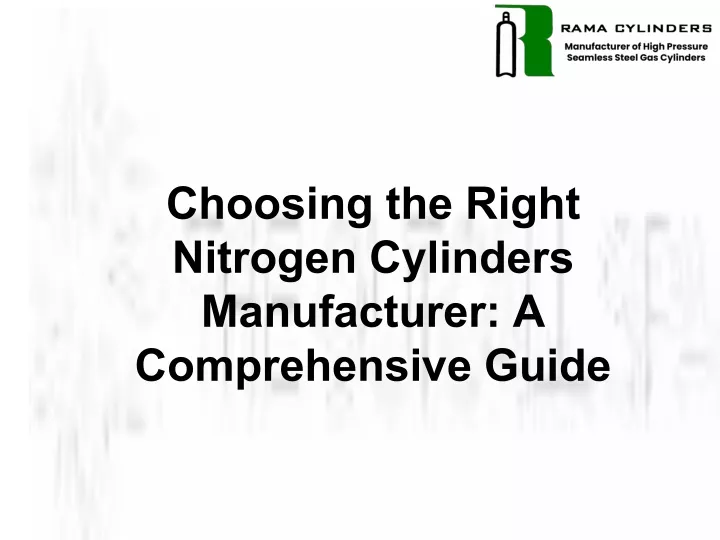 choosing the right nitrogen cylinders