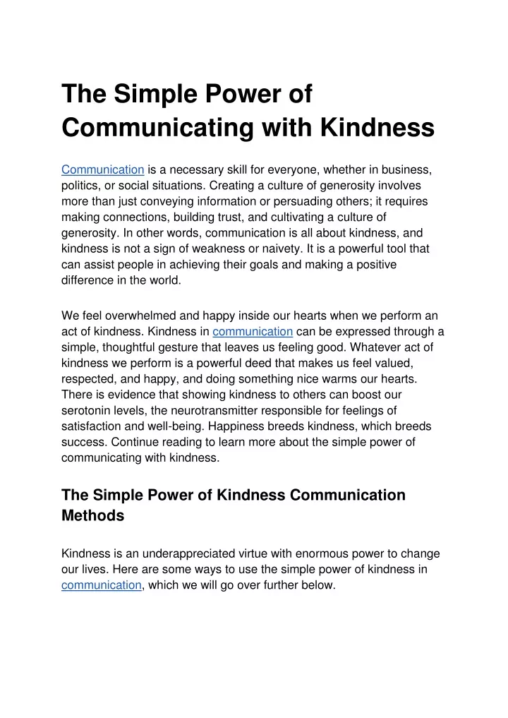 the simple power of communicating with kindness