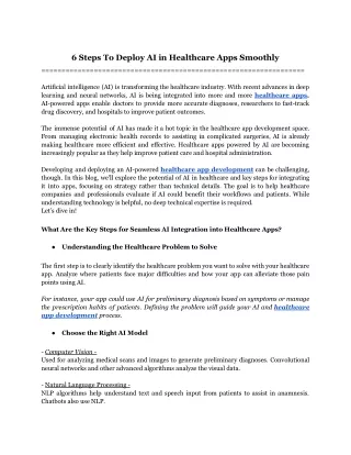 6 steps to deploy ai in healthcare apps smoothly