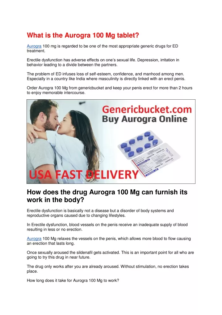 what is the aurogra 100 mg tablet