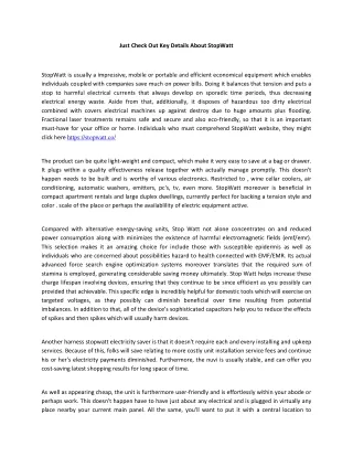 just check out key details about stopwatt
