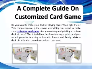 A Complete Guide On Customized Card Game