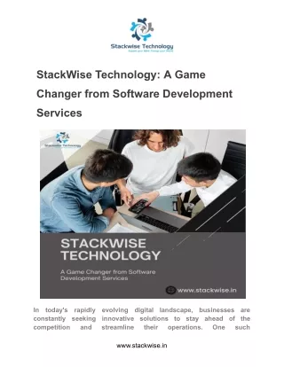 StackWise Technology_ A Game Changer from Software Development Services