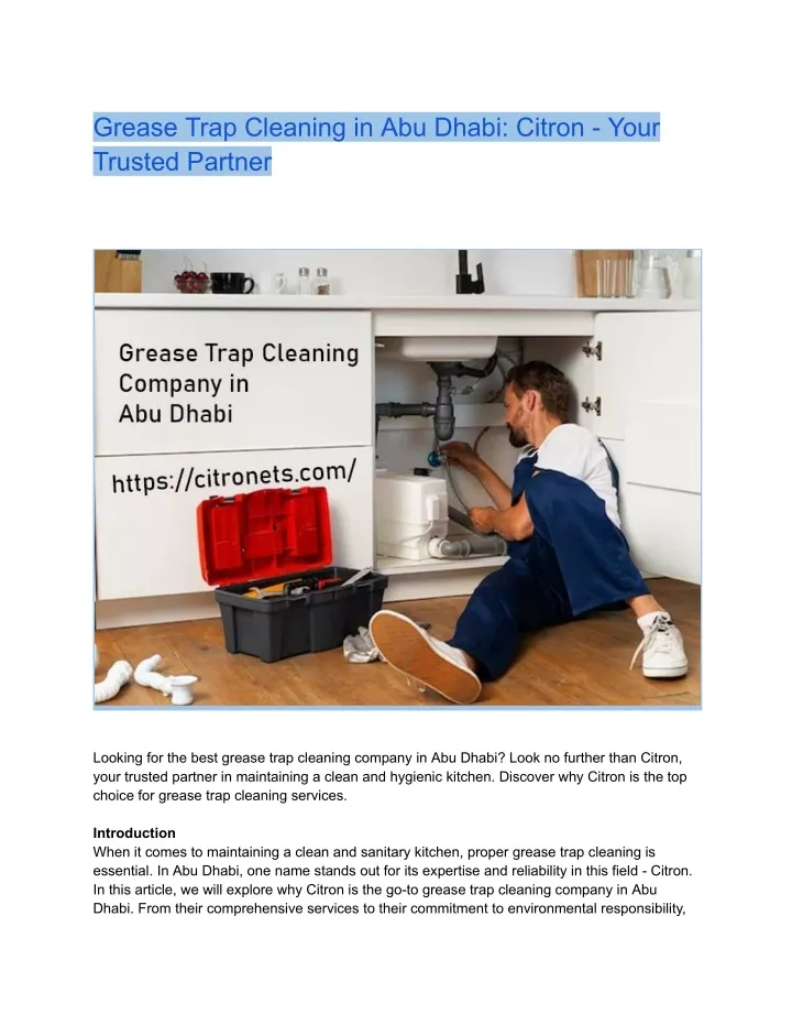 grease trap cleaning in abu dhabi citron your