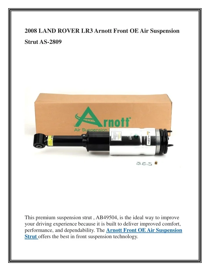 Strut Link Range Rover PPT - 2008 LAND ROVER LR3 Arnott Front OE Air Suspension Strut AS-2809 ...