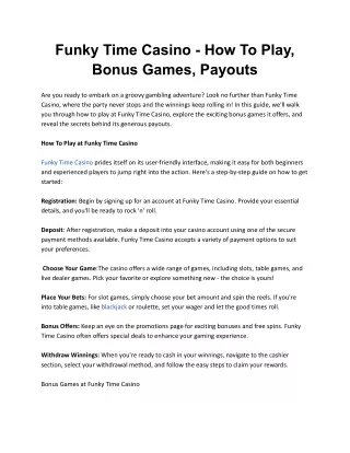 Funky Time Casino - How To Play, Bonus Games, Payouts