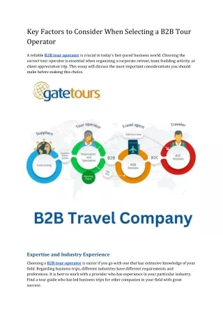 Key Factors to Consider When Selecting a B2B Tour Operator