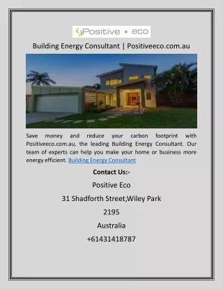 Building Energy Consultant | Positiveeco.com.au