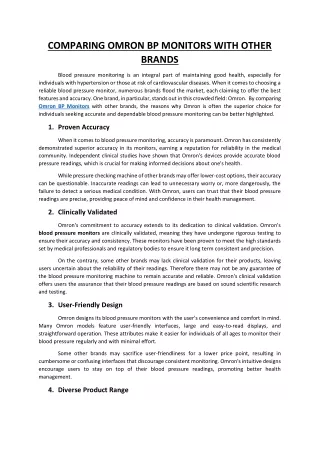 Comparing Omron BP Monitors with Other Brands