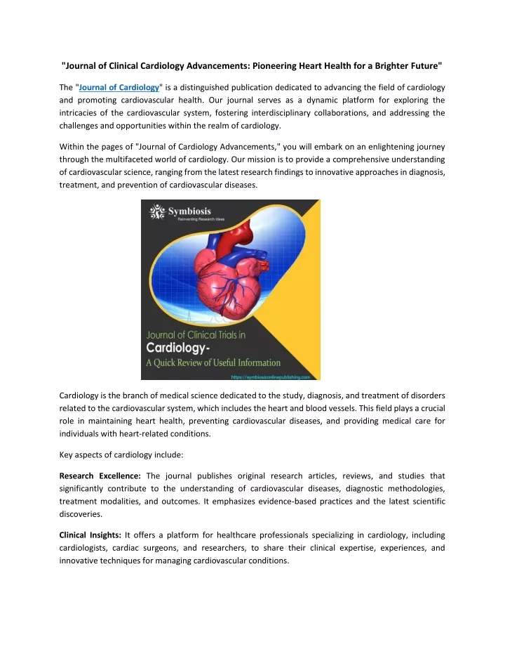 journal of clinical cardiology advancements