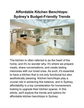 Affordable Kitchen Benchtops_ Sydney’s Budget-Friendly Trends
