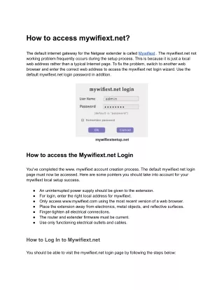 How to access mywifiext