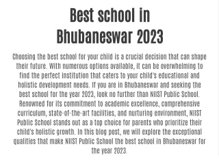Best School in Bhubaneswar 2023,NIIST Public School