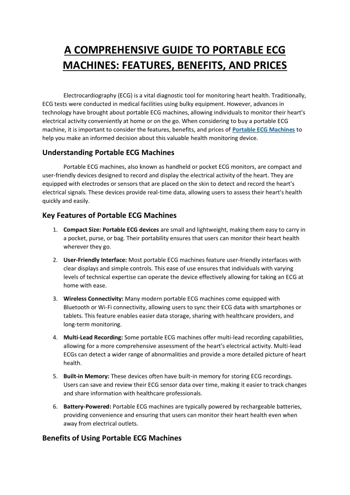 a comprehensive guide to portable ecg machines