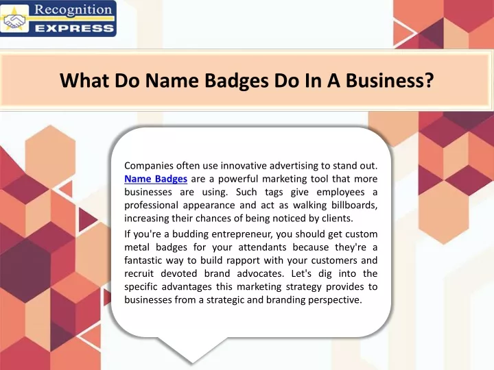 what do name badges do in a business