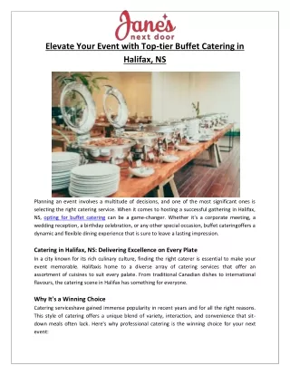 Buffet Catering in Halifax, NS The Perfect Way to Host a Successful Event