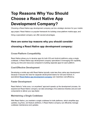 top reasons why you should choose a react native