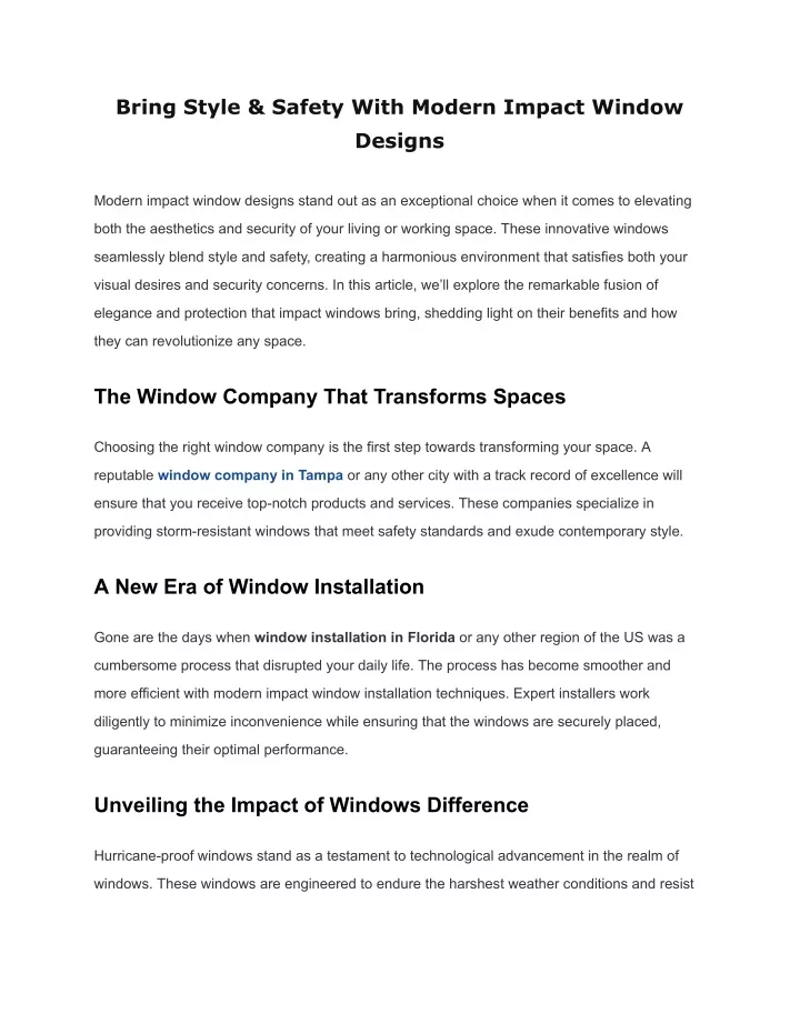 bring style safety with modern impact window