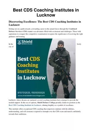 Best CDS Coaching Institute in Lucknow