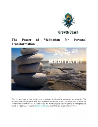 The Power of Meditation for Personal Transformation