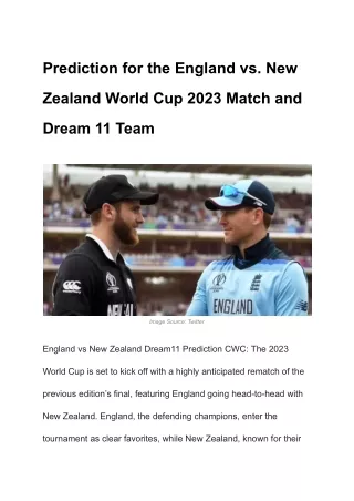 England vs New Zealand Dream11 Prediction CWC