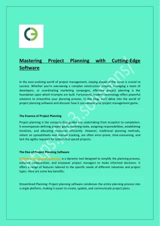 Mastering Project Planning with Cutting-Edge Software
