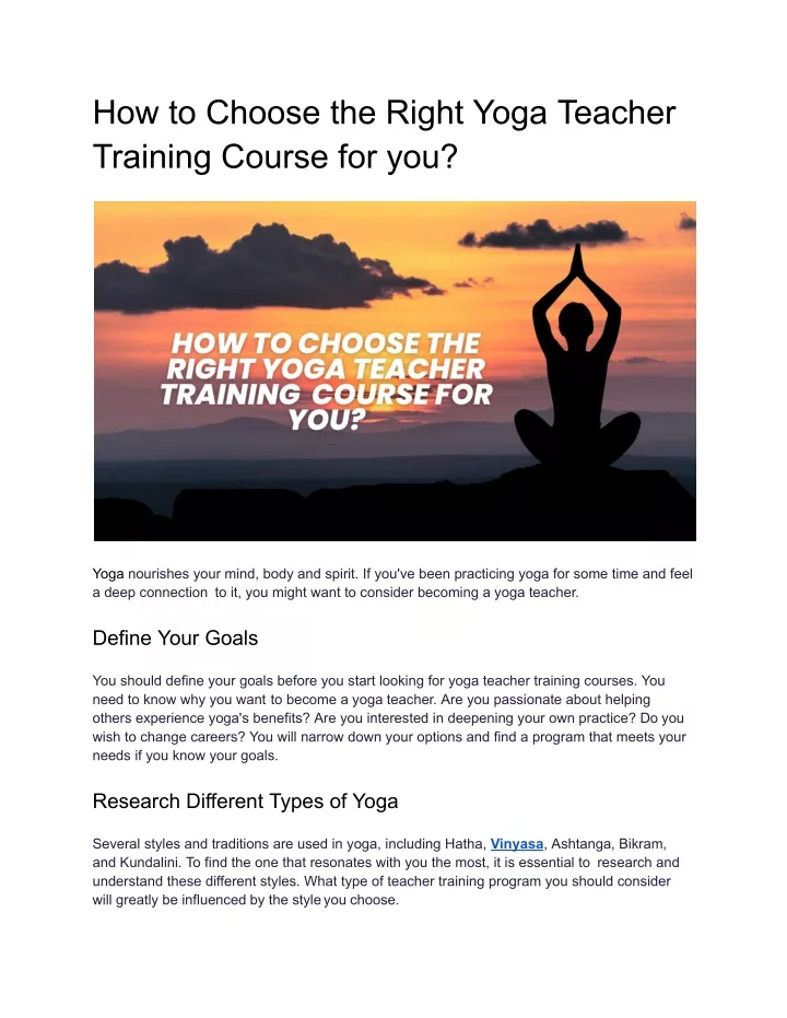 how to choose the right yoga teacher training