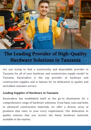 The building materials in tanzaniah-Quality Hardware Solutions in Tanzania