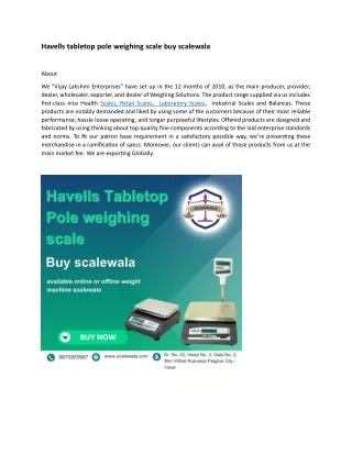 havells tabletop pole weighing scale buy scalewala