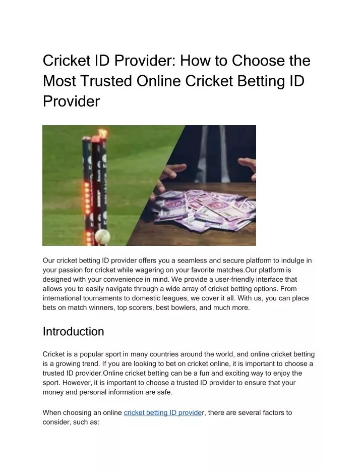 cricket id provider how to choose the most trusted online cricket betting id provider