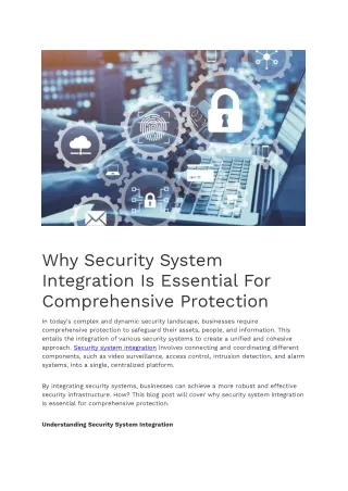 Security System Integration Is Essential For Comprehensive Protection