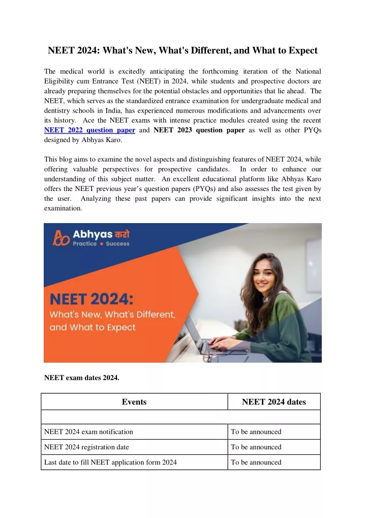 PPT NEET 2024 What's New, What's Different, and What to Expect