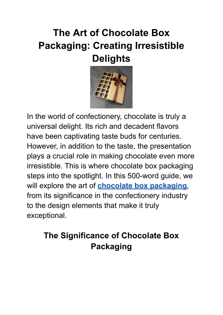 the art of chocolate box packaging creating