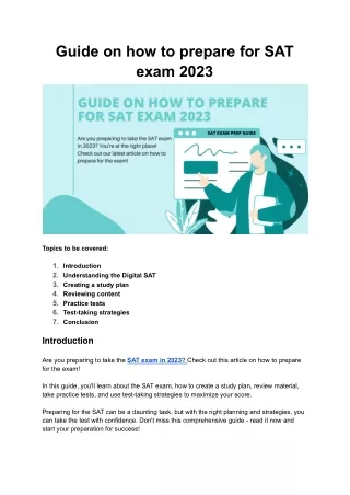 Guide on how to prepare for SAT exam 2023