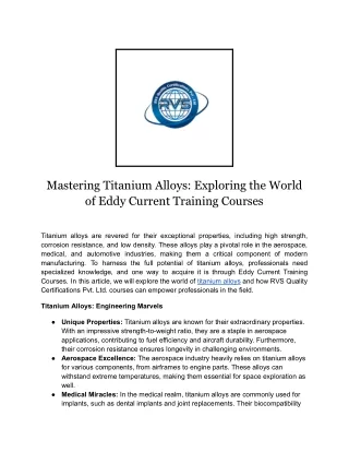 Mastering Titanium Alloys_ Exploring the World of Eddy Current Training Courses