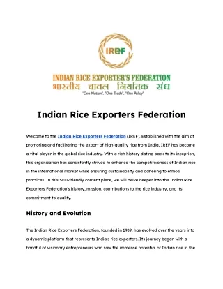 Indian Rice Exporters Federation - Iref India