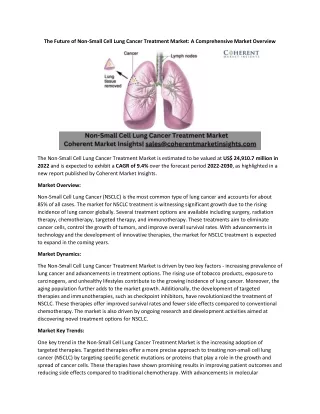 The Future of Non-Small Cell Lung Cancer Treatment Market A Comprehensive Market