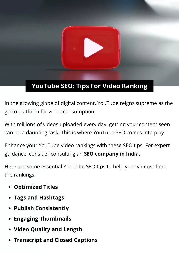 youtube seo tips for video ranking