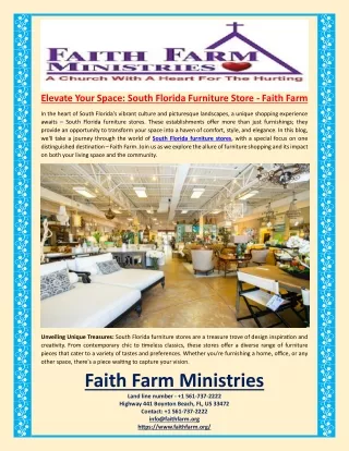 Elevate Your Space South Florida Furniture Store - Faith Farm