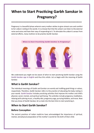 when to start practicing garbh sanskar