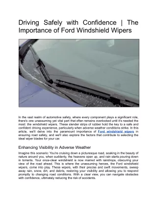 Ford Windshield Wipers - Ultimate Visibility with OttoBlades