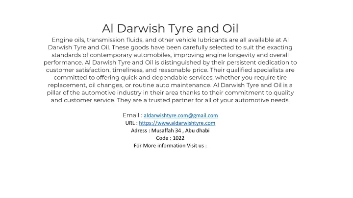 al darwish tyre and oil engine oils transmission
