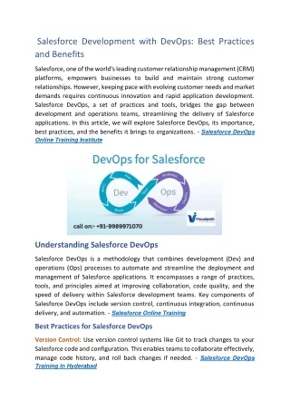 Salesforce DevOps Online Training Institute | Salesforce Online Training